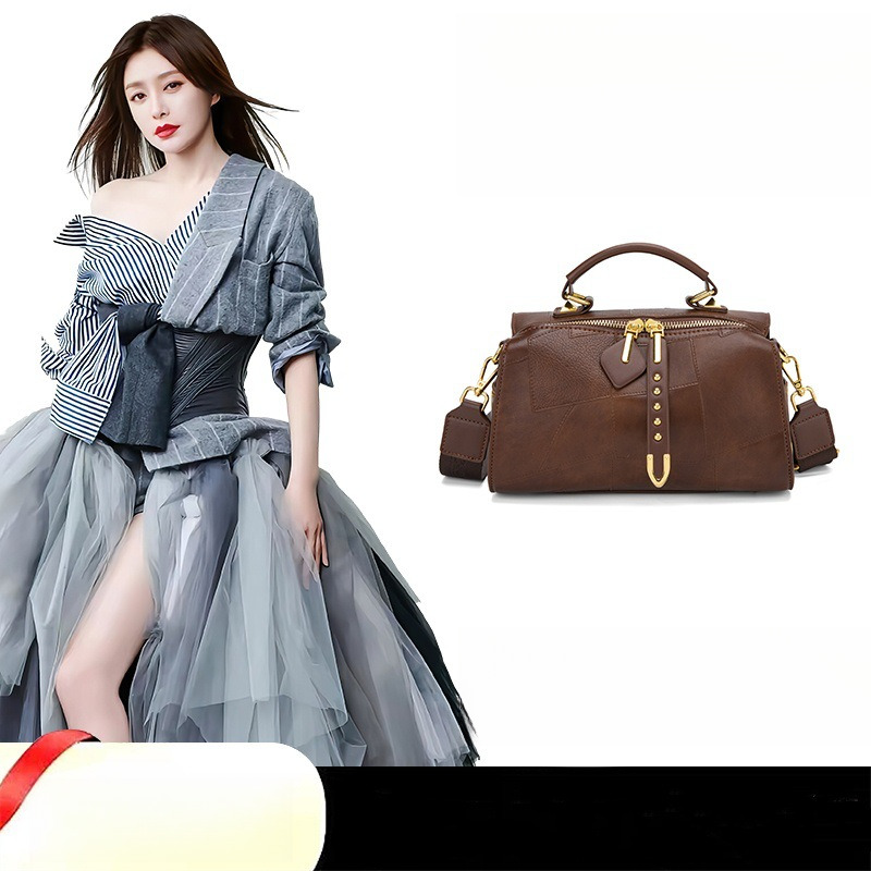 Free Shipping Summer New Niche High-end Retro Handbag Fashion Versatile Designer Bags Shoulder Soft Luxury Leather Crossbody Boston Bag