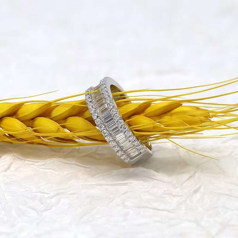 Paston Custom Jewelry 925 Sterling Silver Moissanite Diamond Baguette Moissanite Half Eternity Ring Luxury Design