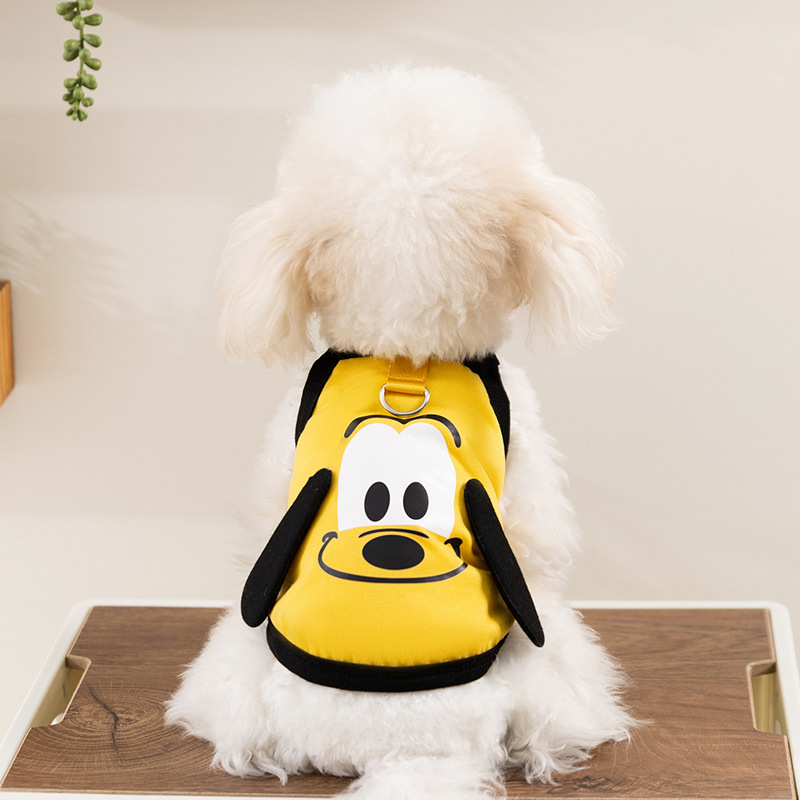 Dogs Shirts Soft Breathable Cute Cartoon Puppy T-Shirts with Leash Ring Tank Top Summer Dog T-Shirts Apparel Sleeveless Dog Vest for Small Medium Dogs