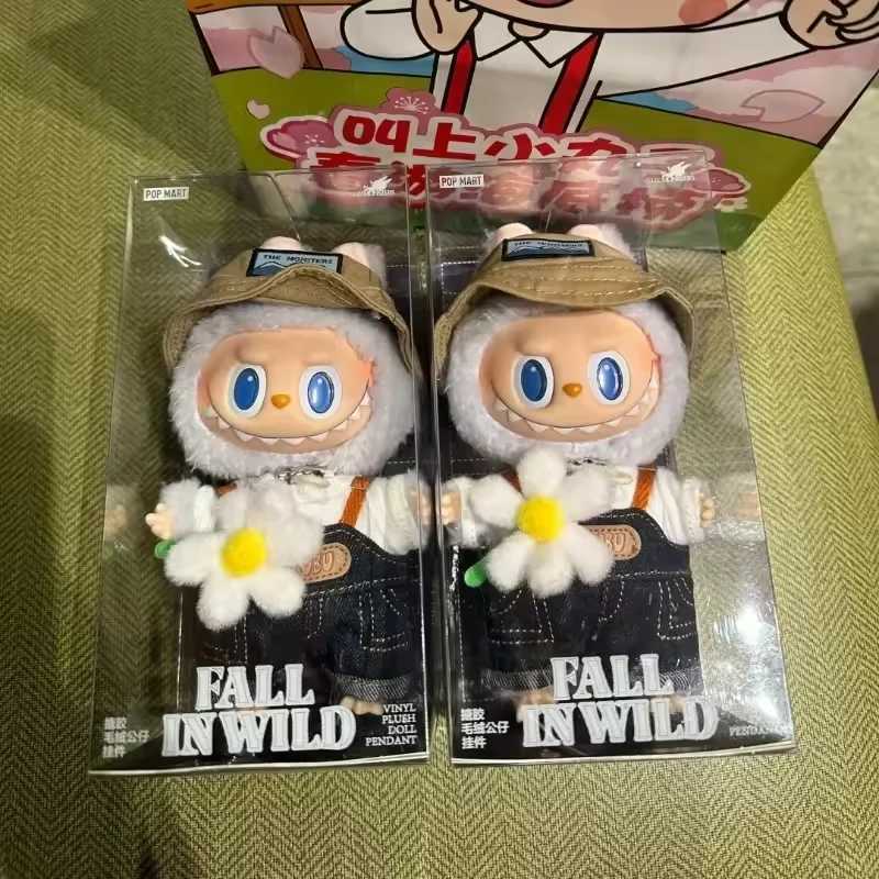 Labubu The Monsters Fall In Wild Series Plush Vinyl Doll Backpack Pendant Decoration Keychain Denim Labubu Fans Collect Gifts X250606