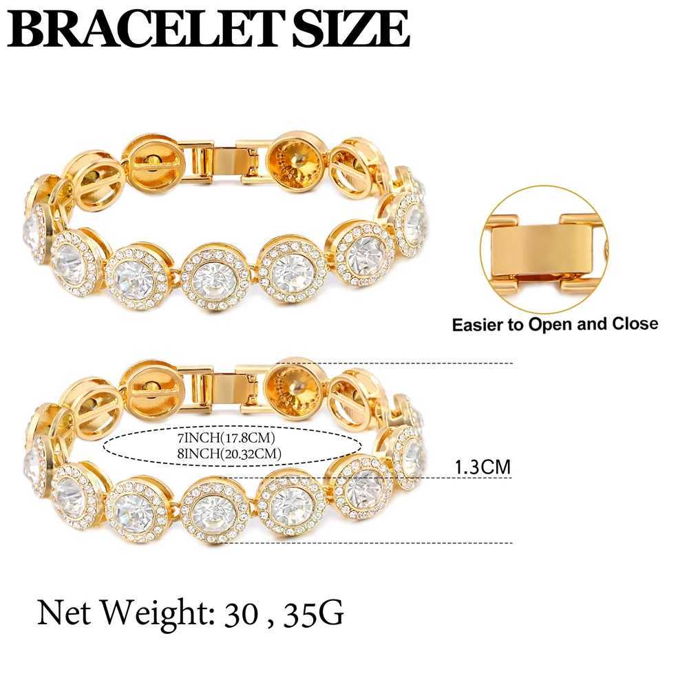 Iced Out Round Crystal Cuban Chain Tennis Bracelet for Women Full Rhinestone Cuban Link Chain Bracelets Wristband Jewelry Gifts W250606