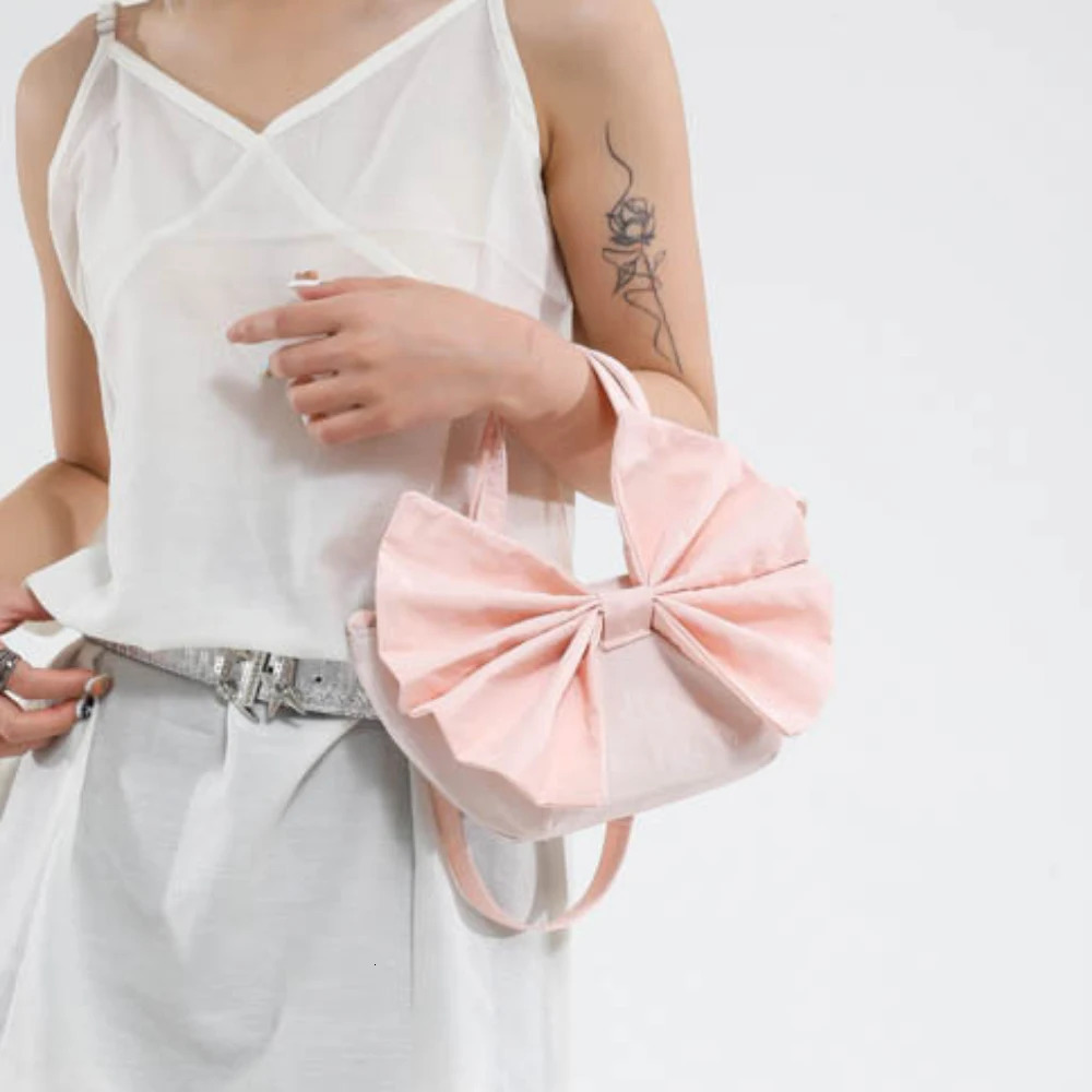 Summer Bow Handbags for Ladies Women Simple Solid Color Buckle Crossbody Bag Party Holiday Commute Shoulder Bags 250605