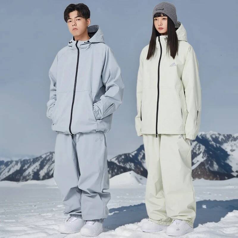 Ddmyoutdoor New Adult Skiing Suites Couple Loose Warm Ski Clothes Winter Windproof Snow Tracksuit Pro Waterproof Snowboard Hoodie Pants Jogging Suit