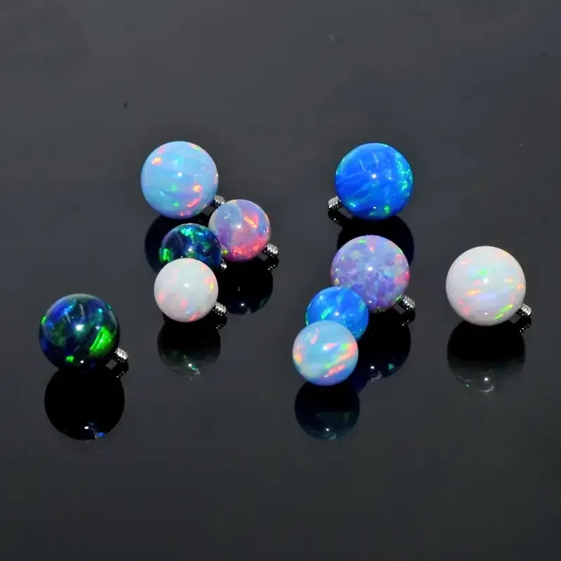 1PC Opal Ball Circular Ring Horseshoe Barbell Nose Ring Ear Tragus Cartilage Helix Earring Stud Labret Lip Ring Jewelry 250605
