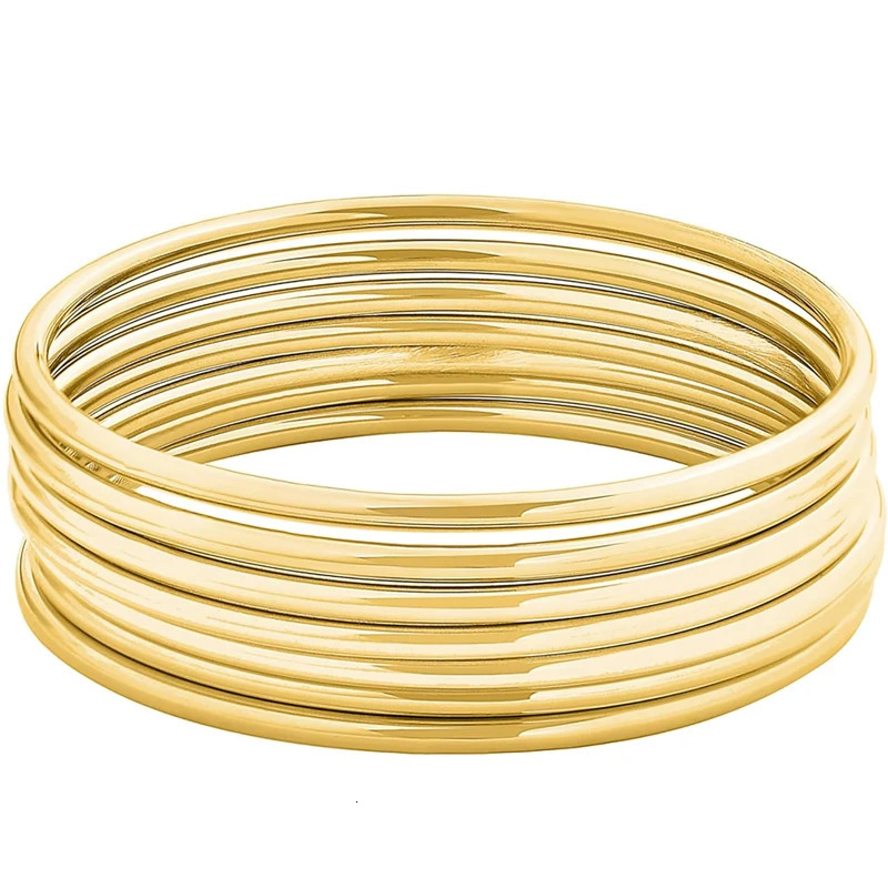 Stainless Steel Glossy Thin Round Bangle Bracelet Set for Women girls Set of 7 7.5inch/8.56inch 250606