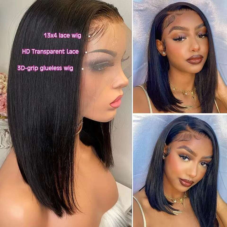 New 13*4 Lace Front Bob Loose Deep Wave Short Straight Wig Set