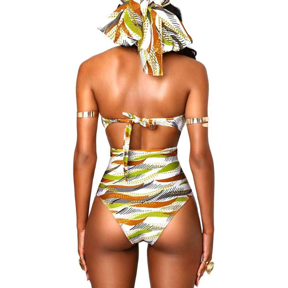 Factory New Design Colorful Print 2 Pieces Swimsuits Sexy Women Beach Bathing Suit