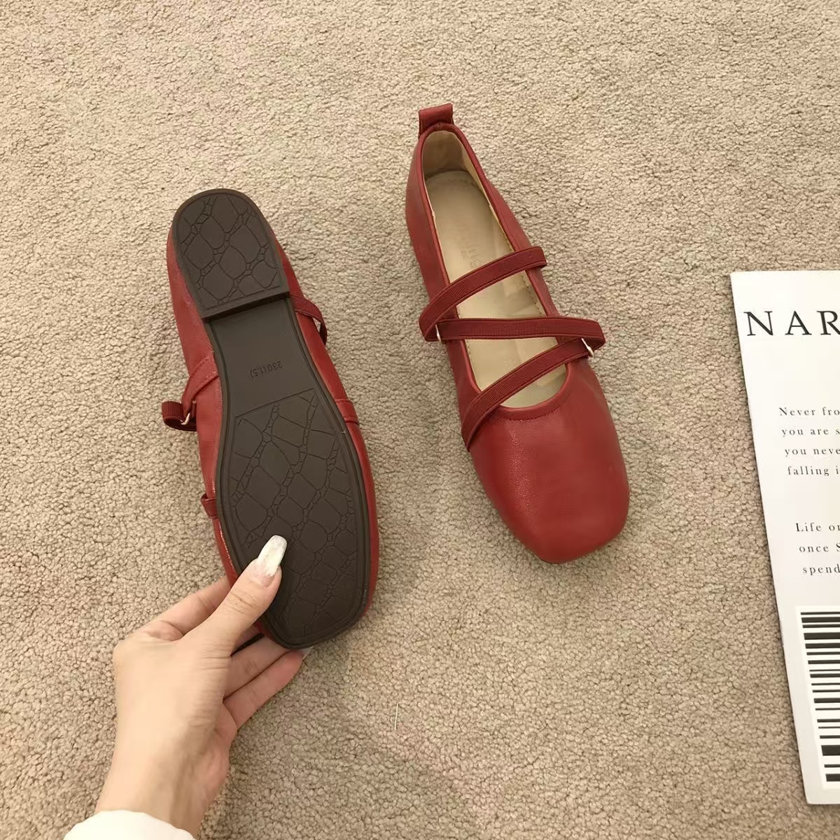 Sier Mary Jane Woman Trend Womens Loafer Barefoot Shoes Square Toe Elegant Flats for Women Footwear 241014