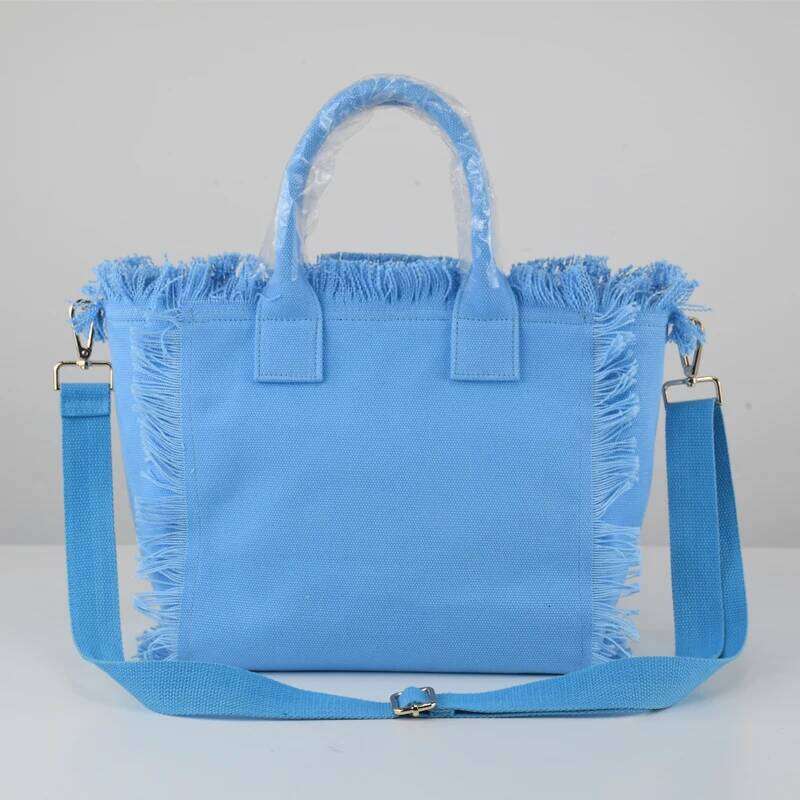 Spring And Summer Leisure Holiday Tassel Design Small Shoulder Can Be Custom Travel Bag Large Capacity Thick Canvas Han