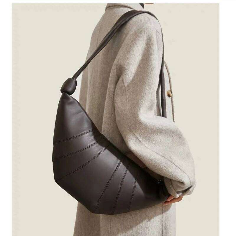 Sheepskin Croissant Brand Top Layer Genuine Leather Shoulder Crossbody Bag Couples