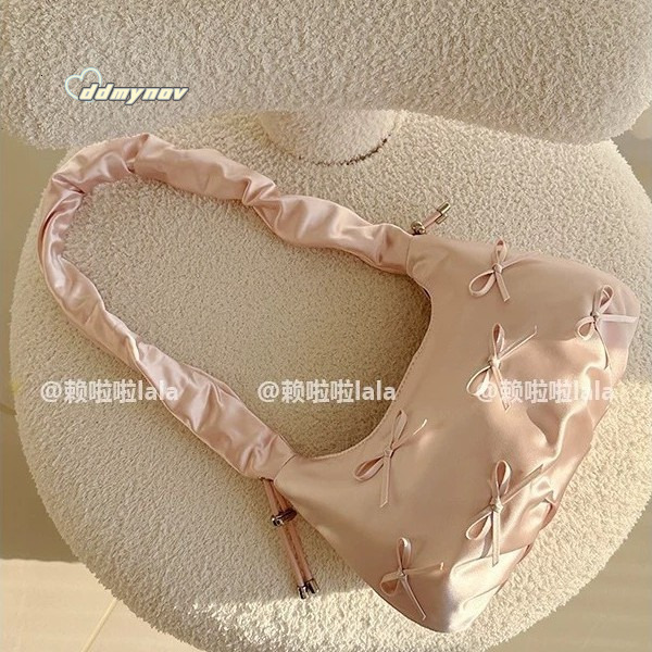 Commuting Niche Large Capacity Pleated Bowknot Shoulder Cloud Bag for Women 2025 Fashion New Underarm ddmynov