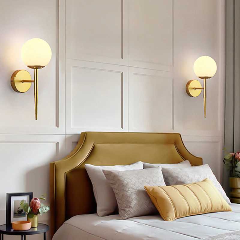 LED Glass Ball Wall Lamp Voltage 110V 220V Black/Gold Upholstery Light For Living Room Bedroom Bedside Aisle Stair Wall Light Z250605
