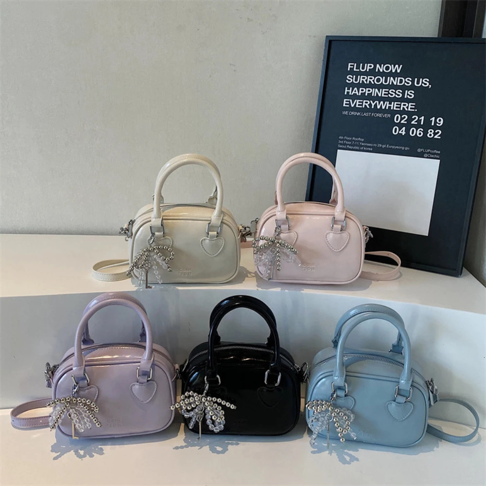 Summer Square Glossy Handbags for Women Female Simple High Grade Solid Color Zipper One Shoulder Bag Commute Crossbody Bags 250605