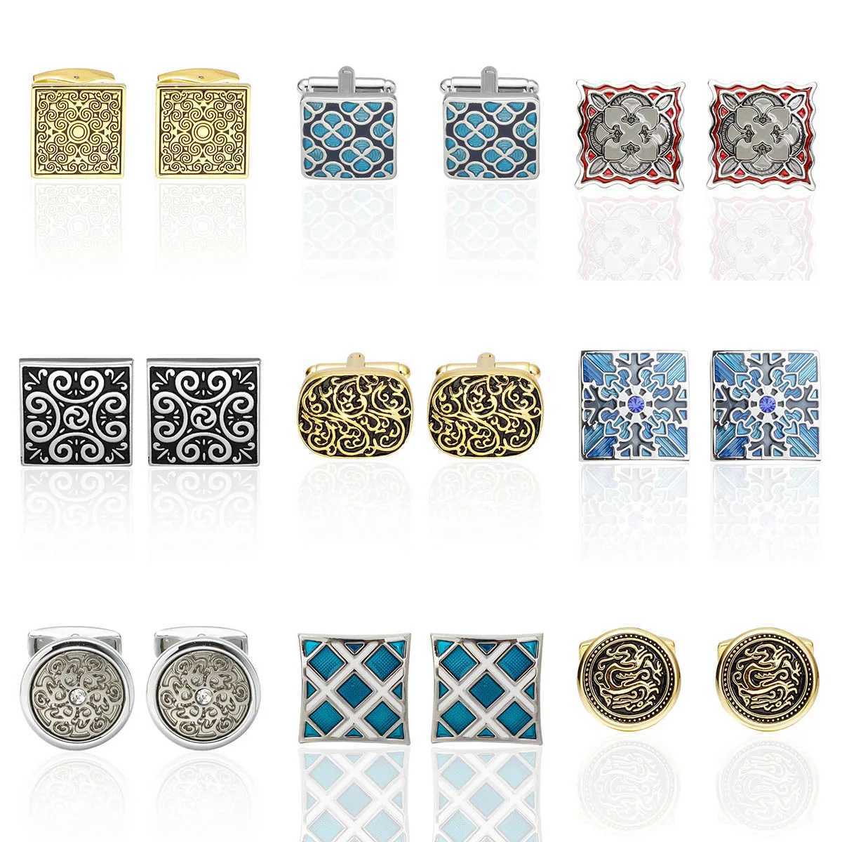 Business Shirt Cufflink for Men Brand Black Cuff Link Wholesale Button High Quality Round Luxury Wedding Male Cufflink W250606