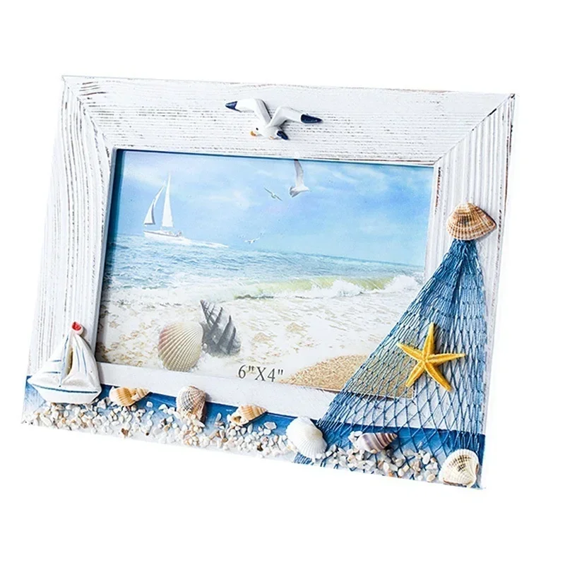 Ocean Photo Summer Shell Seabird Supply Mediterranean Personality Wooden Table Ornaments Picture Frame H260306