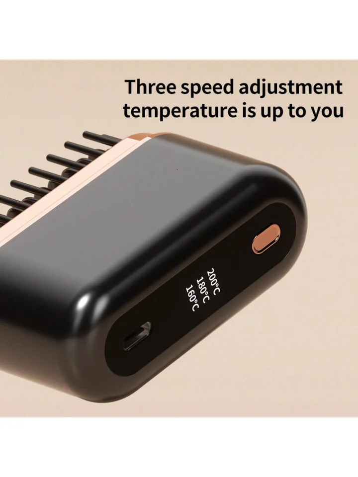 wireless straight hair comb negative ion non-harmful portable straight-rolling dual-purpose lazy charging hair straigh 250605