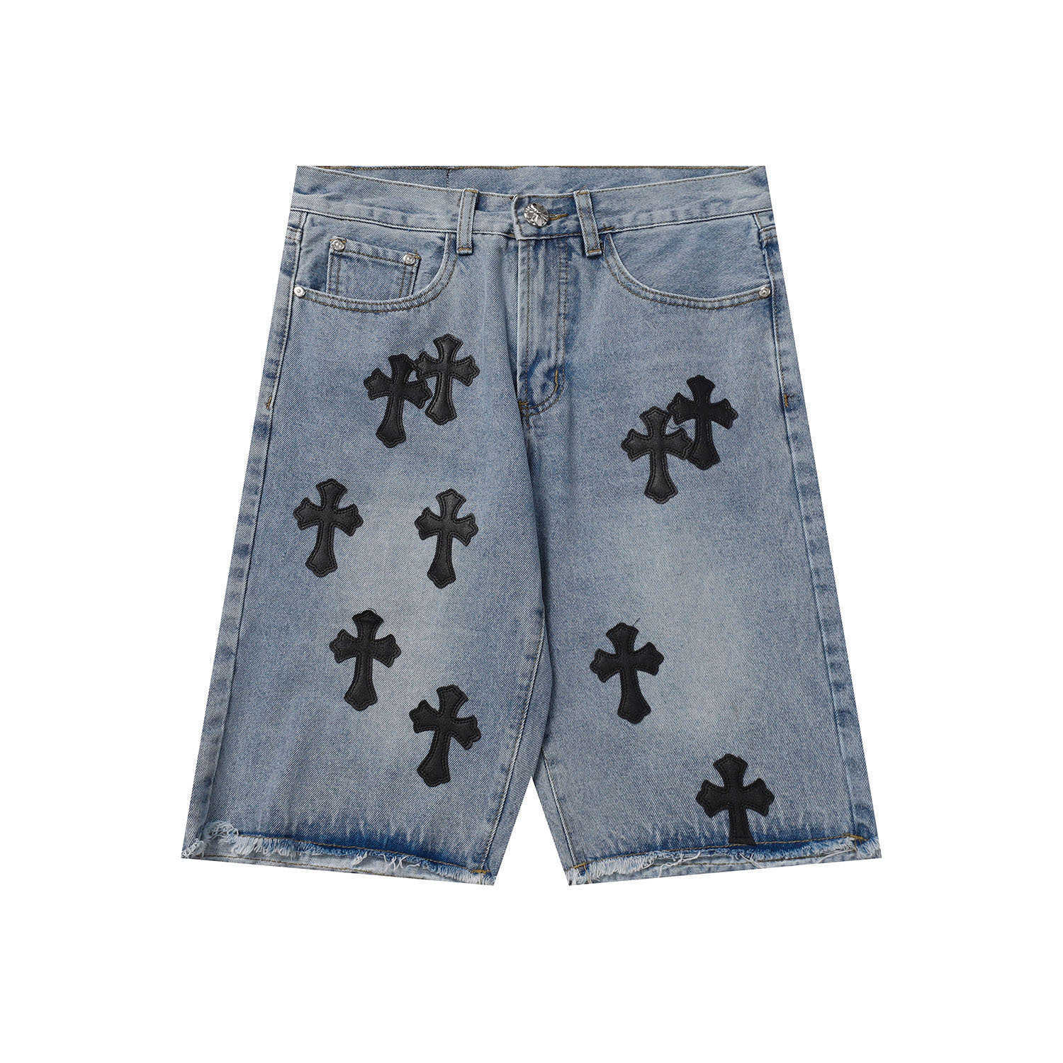 Mens Jeans Washed and aged retro cross-stitch loose straight casual denim shorts and mid-length pants Q250606