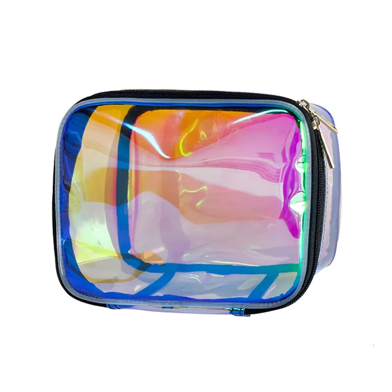 Simple And Transparent Waterproof Laser Makeup Bag Portable Travel Toiletries Storage Bag 250605