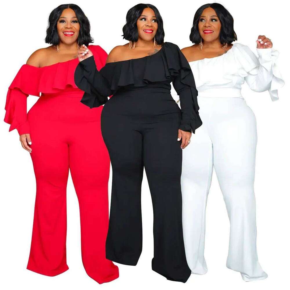 X6019 Plus Size Solid Color Women's Fashion Loose-Fit Cross-Border New Jumpsuit Without Straps Sexy Stylish Female Romper