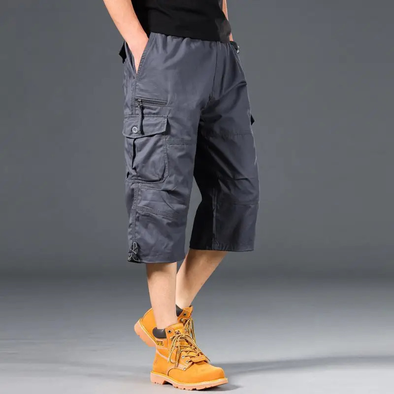 Summer Outdoor Multi Pocket Workwear Shorts for Men Plus Size Casual Cropped Pants Pure Cotton Sports Mid Length 250530