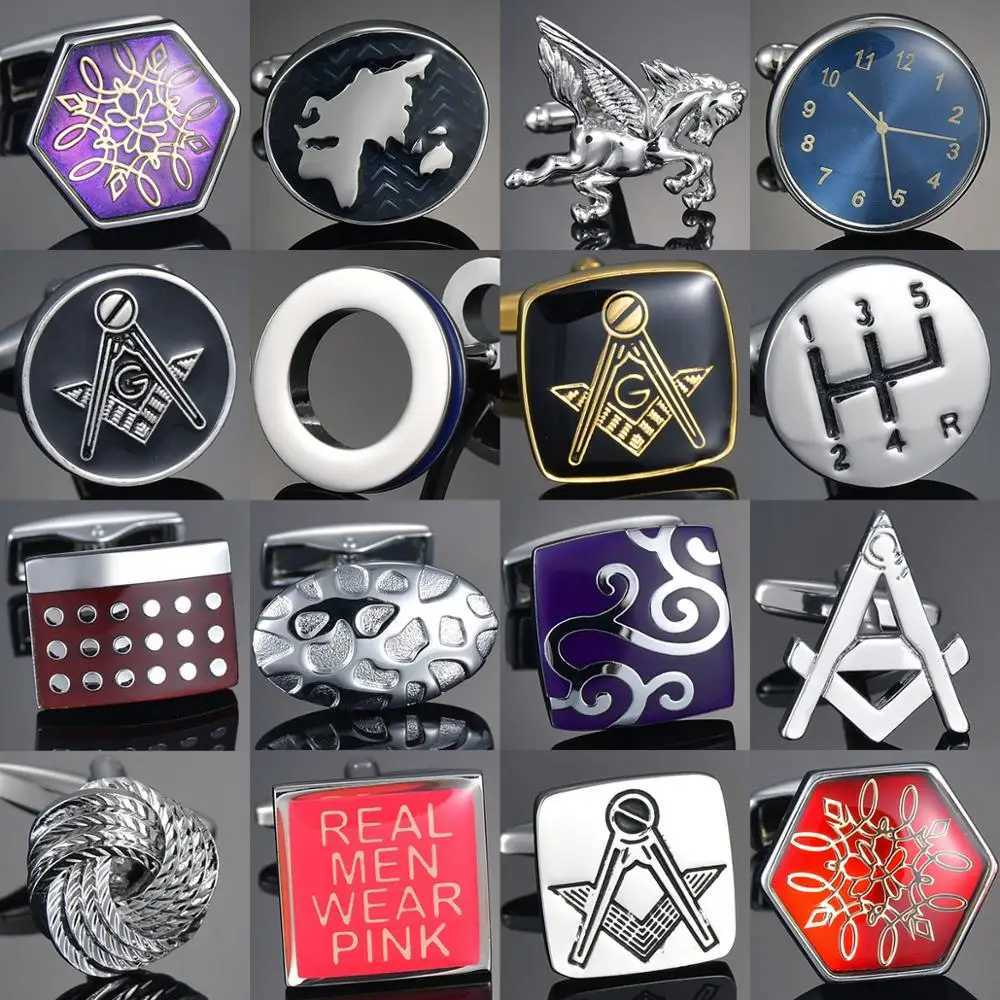 Luxury French Shirt Cufflink Earth Map/Round/Gear/Cloud Cufflinks for Mens Shirt CUFF Button Pins bouton manch W250606