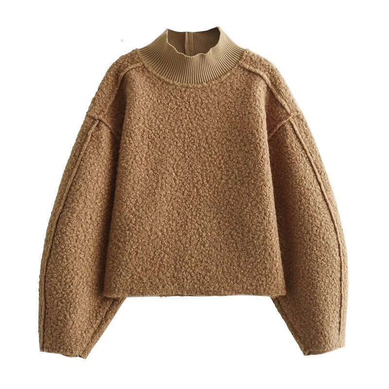 Women's Fashion Autumn Winter New Trendy Versatile Pearl Wool Loose Sweatshirt Short Pullover B5