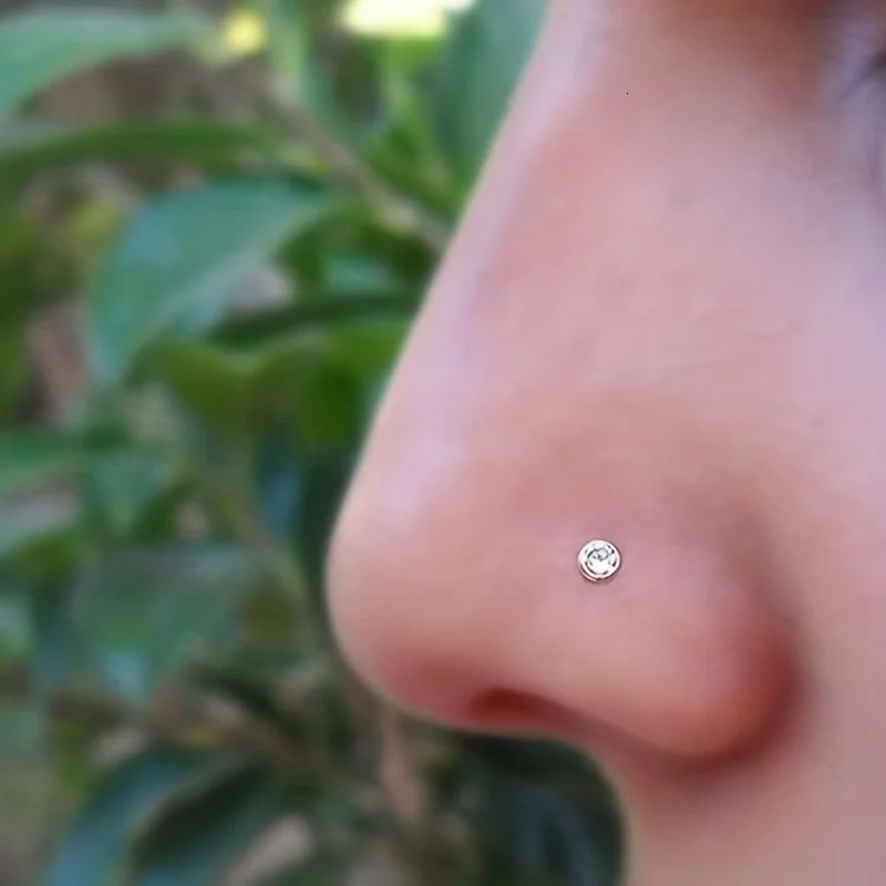 9/18pcs Stainless Steel Nose Studs Corkscrew Nose Ring with 2mm CZ Steel Nostril Nose Piercing Jewelry for Women Men 250605