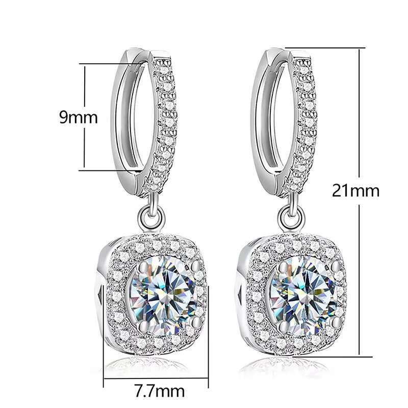 925 Sterling Silver GRA 0.5 CT Lab Diamond Gemstone Moissanite Earring Hoop Dangle Tennis halo Women Engagement Fine Jewelry