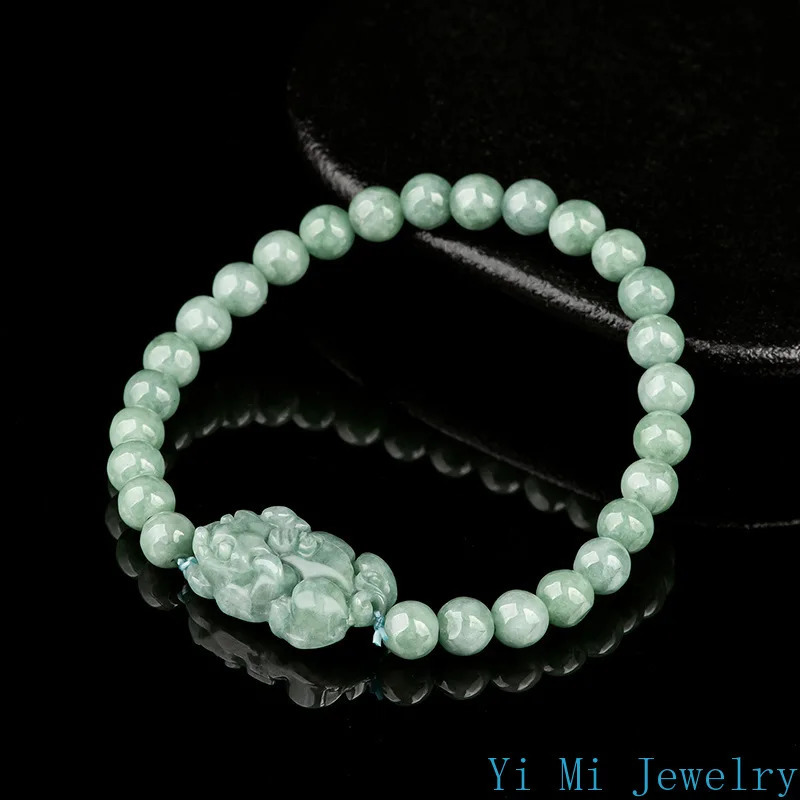Burmese Jade Pixiu Bracelets Natural Chinese Green Jewelry er Gemstone Accessories Carved Bead Jadeite Women Bracelet 250604