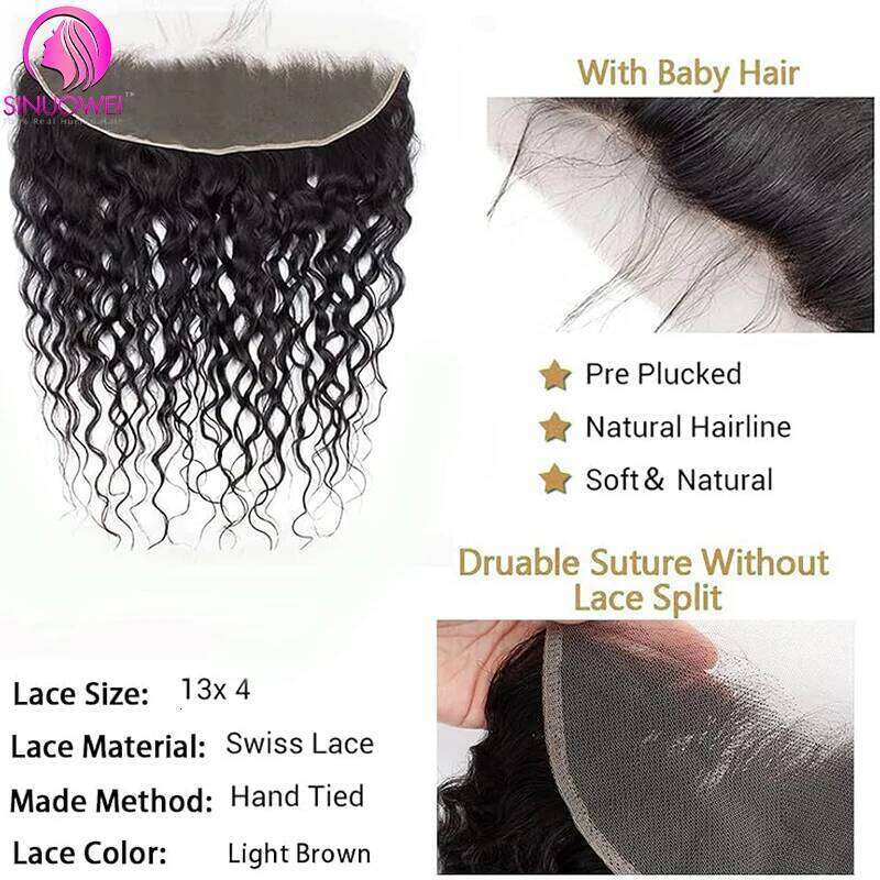 Burmese Water Wave 13x4 Frontal Weave With 4x4 Lace Closure Virgin Curly Bundles Human Hair