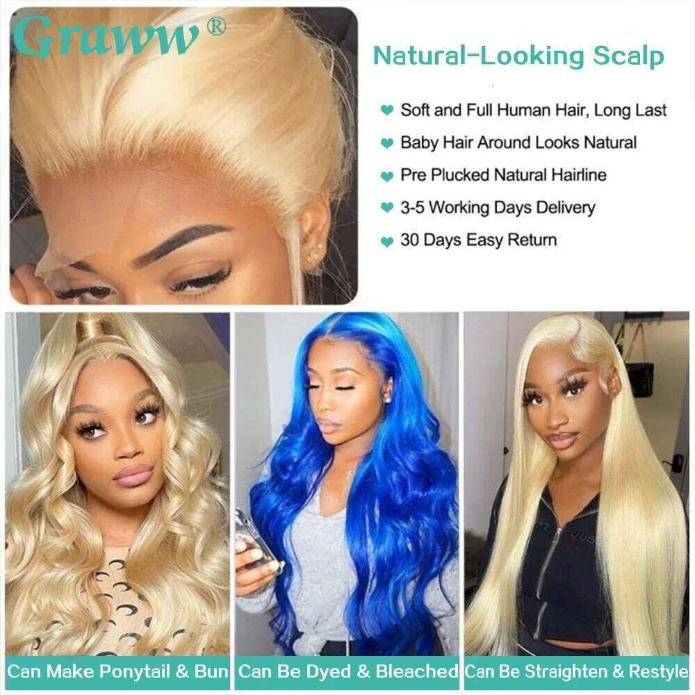 Blonde Body Wave Lace Front Wig HD Transparent 13x4 13x6 Human Hair 613 Pre Plucked Full Frontal Wigs 200% 40 46 Inch