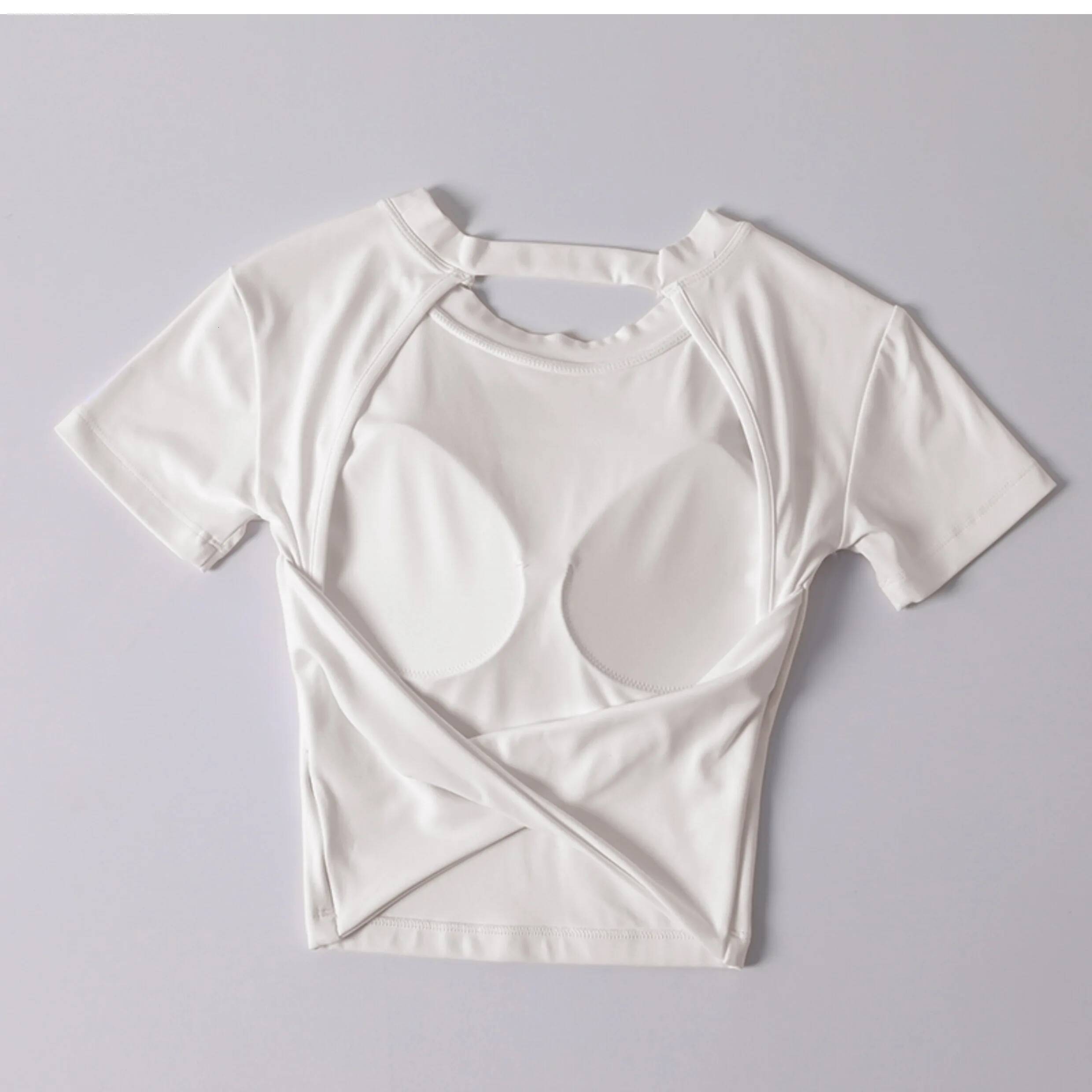 Ddmyoutdoor New Short Sleeve With Chest Pad Sexy Back Fiess Yoga Top Women Wear Waist Slimming Sports T Shirt Jogging Suit