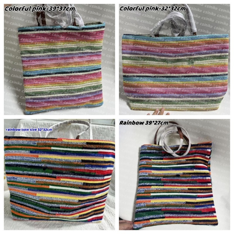 Fashion Designer Striped Woven Bag Beach Handbags Tote Bags for Women Summer Vacation Large Capacity Shoulder Mother Bag Cosmetic Bags