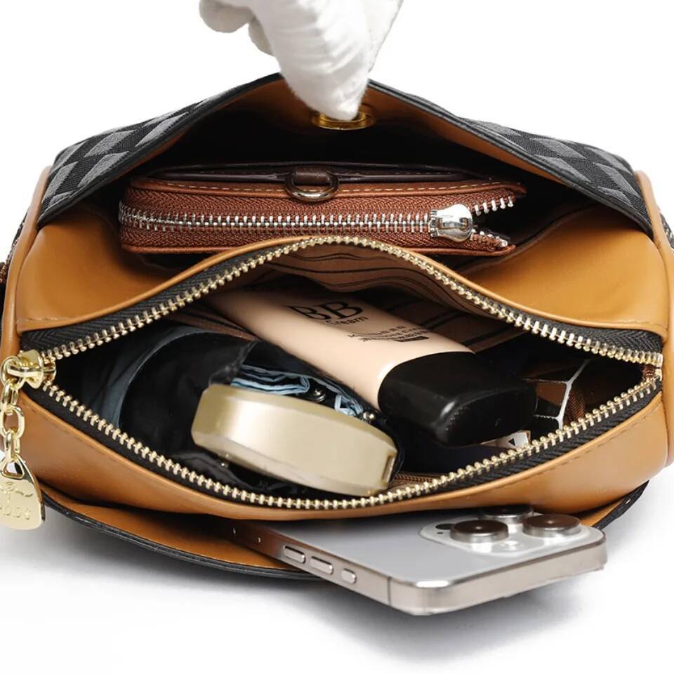 Handbags Designer Crossbody Bags for Women Mother Soft Pu Leather Shoulder Purses Handbag Clutch 3 Layers Sac