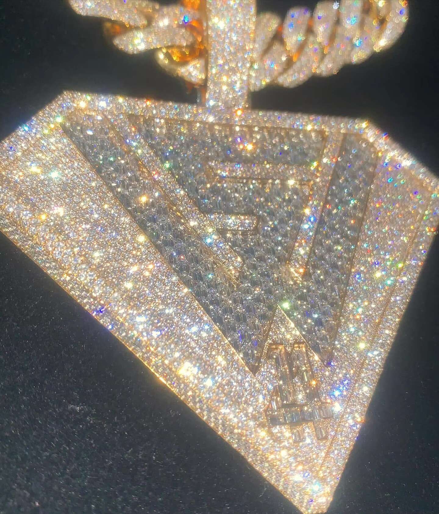 4Ct Round Real Moissanite Customize Disk Letter Pendant 14K Yellow Gold Plated