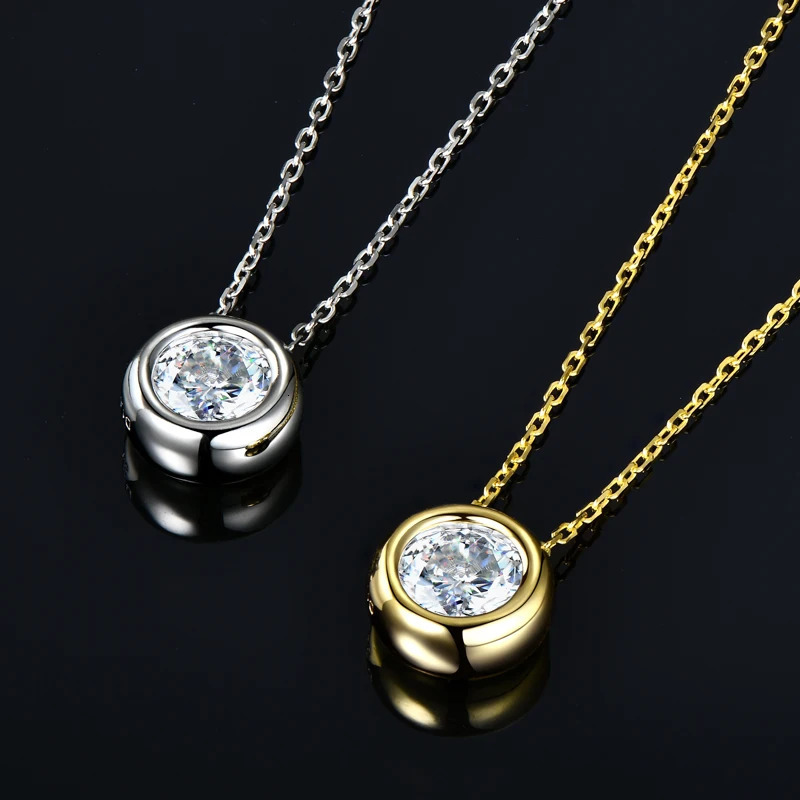IOGOU Real 3ctw. D Color Jewelry Set 925 Silver 18k Gold Plated Pendant Necklace Stud Earrings Set for Women Men Gift 250530