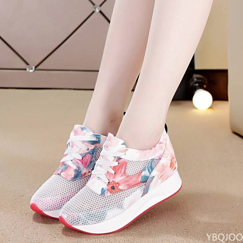 Ddmyoutdoor Women Internal Increase Sneakers Spring Wedges Ladies Casual Sports Little White Shoe Summer Mesh Thick Sole Vulcanized Outdoor Shoes