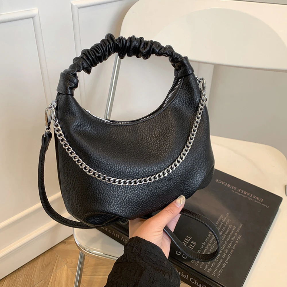 Delicate Texture Chain Soft Crossbody Bag for Ladies Women Zipper Large Capacity Single Shoulder Bags Versatile Commute Packs 250605