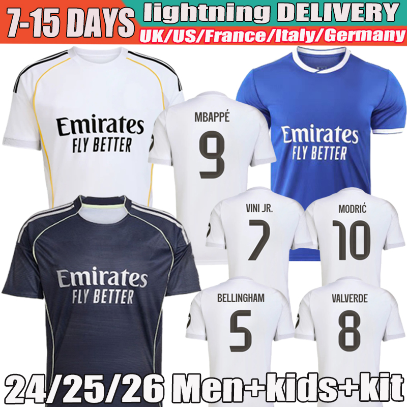 real 24 25 26 Season madrids Soccer jerseys MBAPPE BELLINGHAM VINI JR kits 2025 football shirt Valverde Endrick RODRYGO MODRIC Arda Guler kits kids adults kit kits