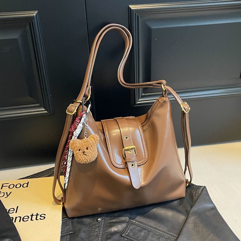 2025 Summer New Women's Backpack with Double Shoulder Women's New Single Shoulder Large Capacity Commuter Handbag, Simple Solid Color Retro 