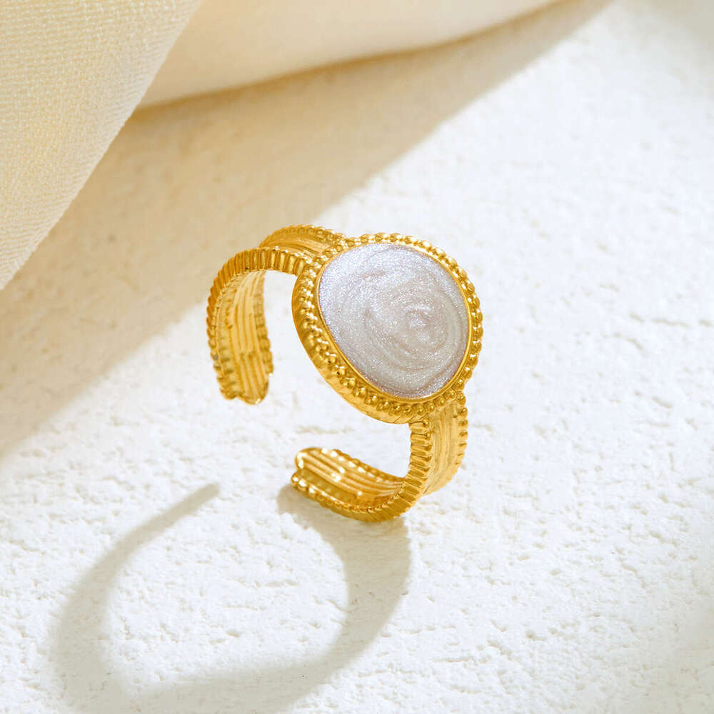 Stainless Steel Open Ring with Oil-Drop Design - Unisex Elegant Pendant Jewelry