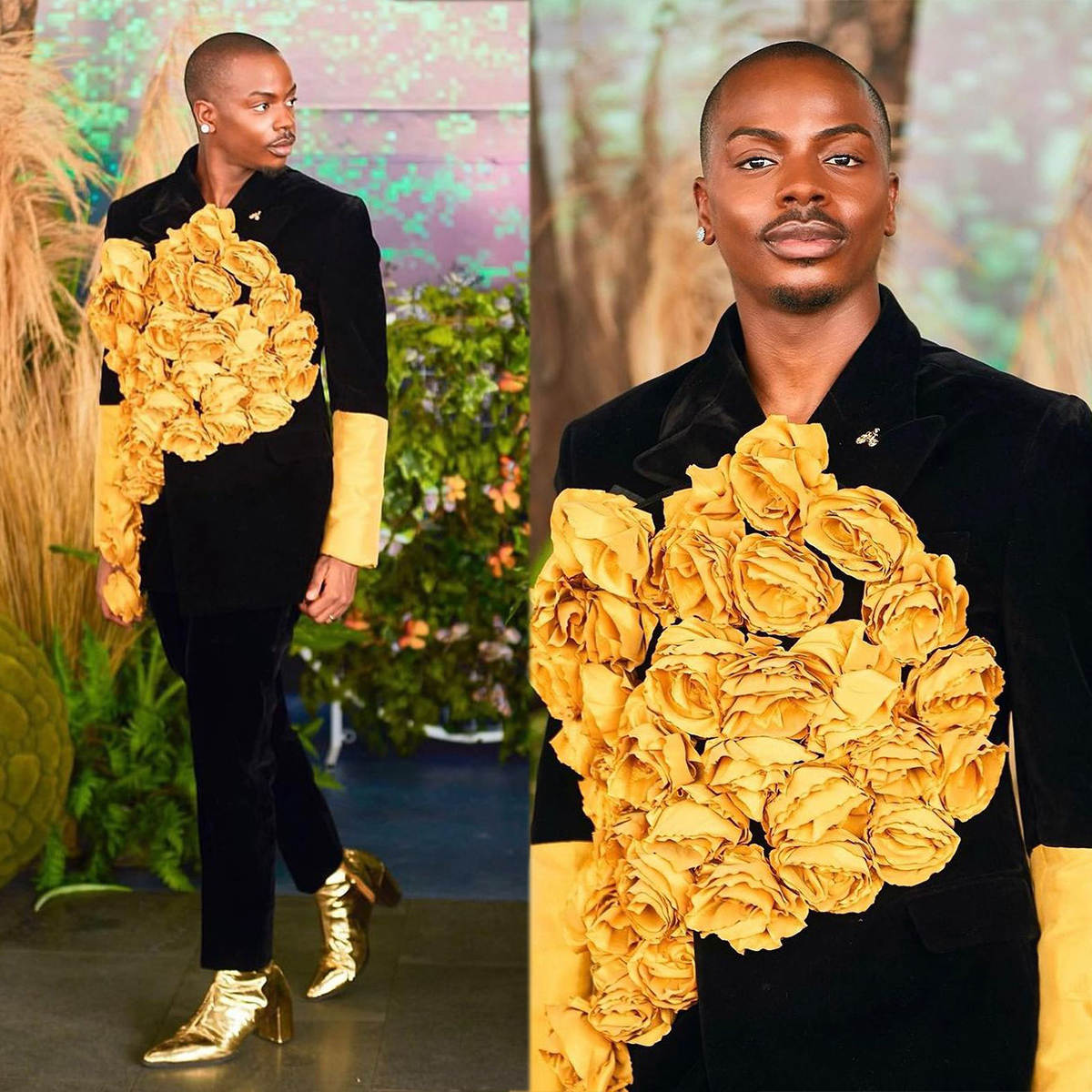 Hand Made Flowers Men Tuxedos 2 Pieces Prom Wedding Party Groom Wear Birthday Photography Customized Formal Outfits