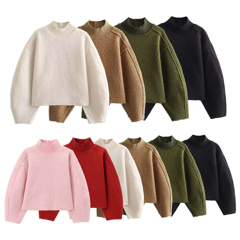 Women's Fashion Autumn Winter New Trendy Versatile Pearl Wool Loose Sweatshirt Short Pullover B5