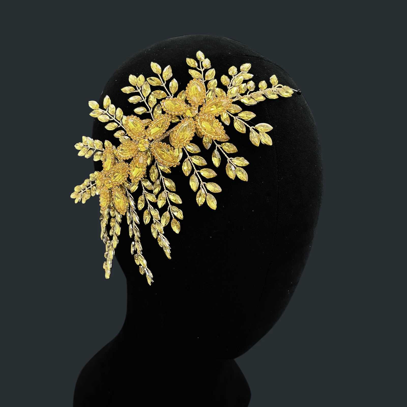 FS012 Yellow Evening Party Ladies Headpiece Bridal Tiara Wedding Headpiece Formal Headband Holiday Party Hair Accessories Gift Z250605