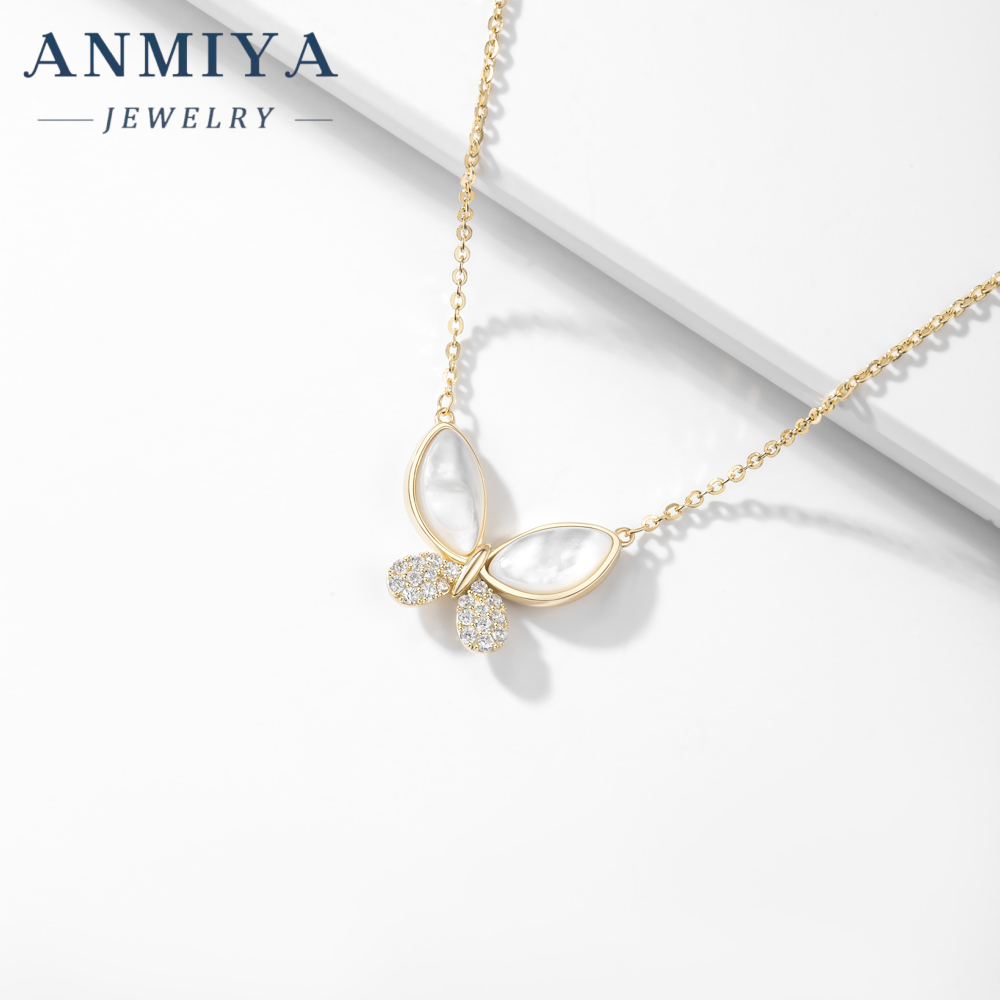 Wholesale Popular Necklace Jewelry Shell Pendant Zircon Sterling Silver Necklace for Women