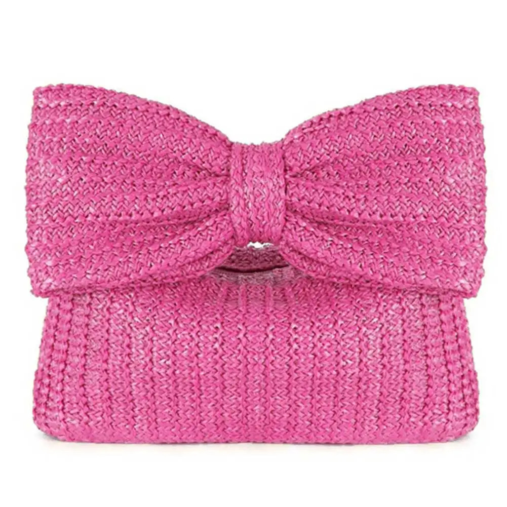 Women Weaving Clutch Bag Zipper Closure with Bow Simple Purse Versatile Female Party Wedding Bag 250605
