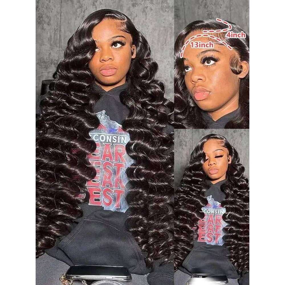 30 40 Inch Loose 13x6 HD Front Human Hair Wigs Deep Wave Curly 13x7 Lace Frontal Wig 200 Density Brazilian Remy Raw