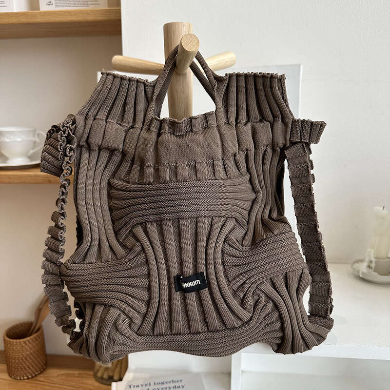 Korean Dongdaemun Unique Niche Design Casual Backpack For Women Knitted Woven Handbag Two-In-One Trendy B5