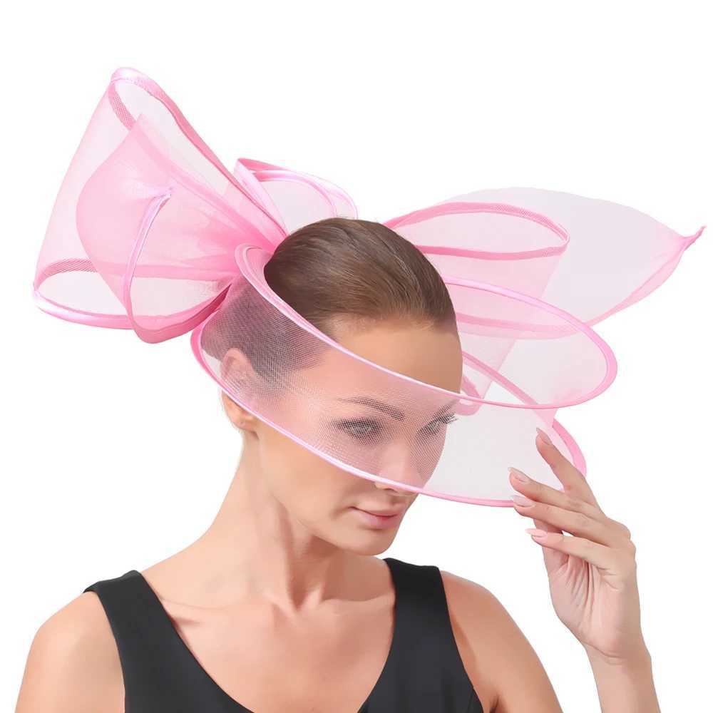 2024 New Fashion Fascinator Hat with Hair Clips Party Big Hat Nice Crinoline Headwear Church Wedding Bride Womens Hair Accessories Z250605