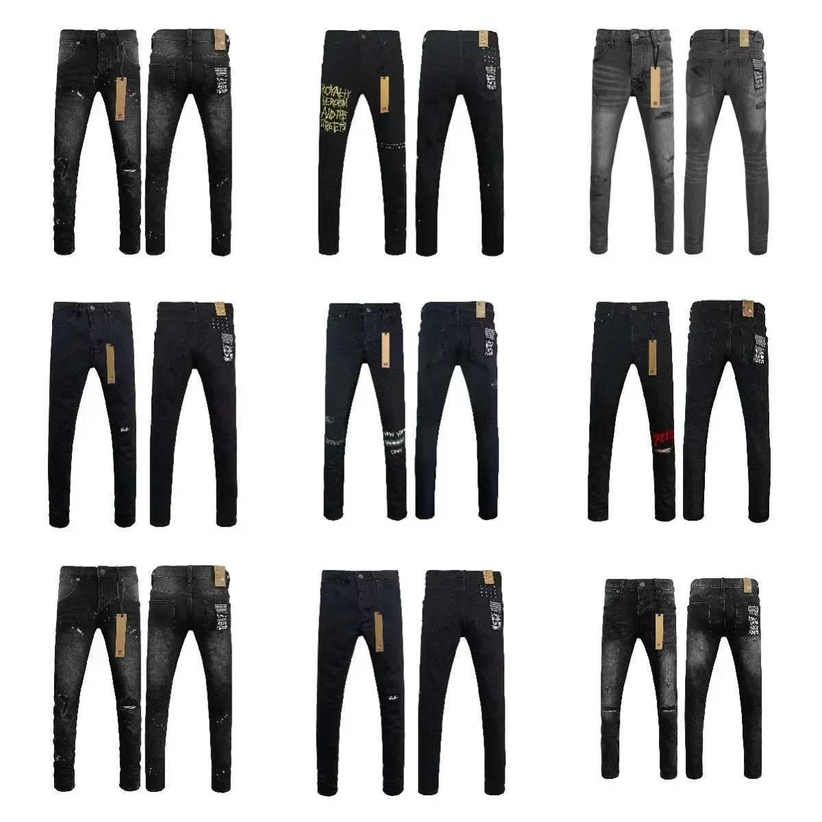 New Cross Jeans American High Strt Paint Hole Trend Low Rise Stretch Skinny Straight Pants Pleated Ripped Frayed JeansC250606